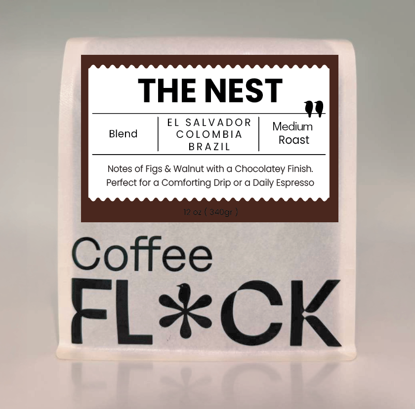 Coffee Flock 12  ounce package 'The Nest' Blend Medium Roast from El Salvador Colombia and Brazil