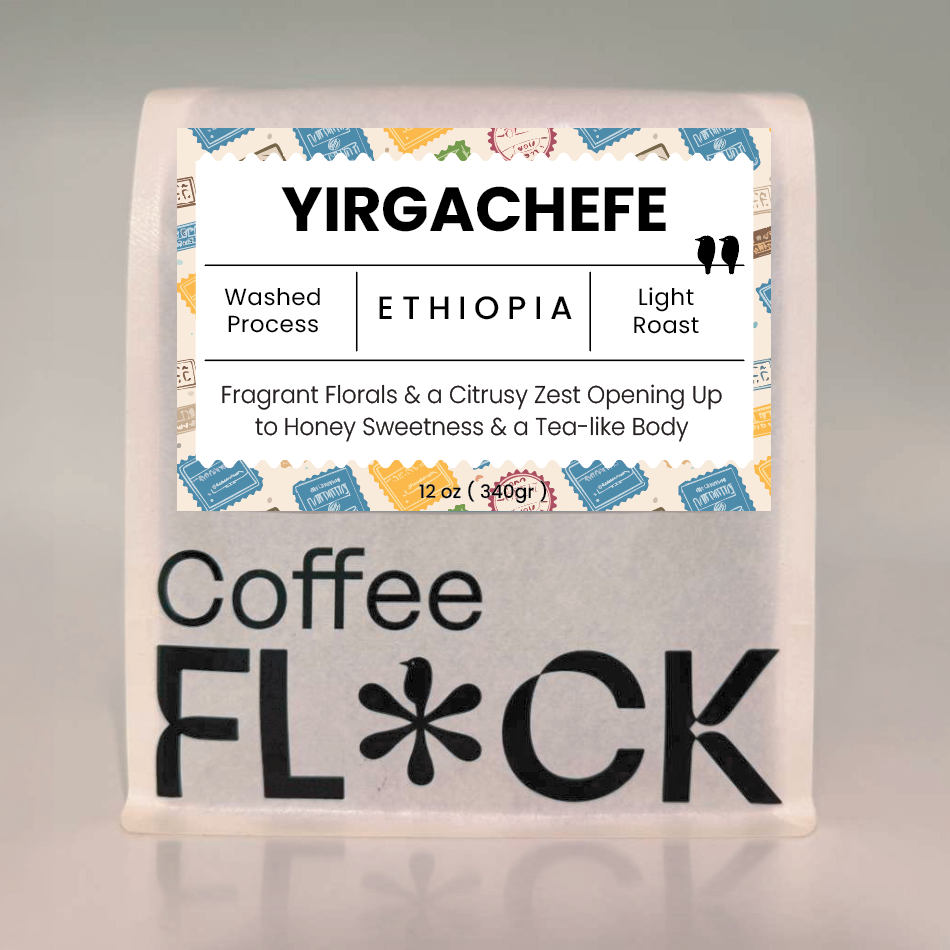 Coffee Flock 12  ounce package 'Yirgachefe' Washed Process Light Roast from Ethiopia