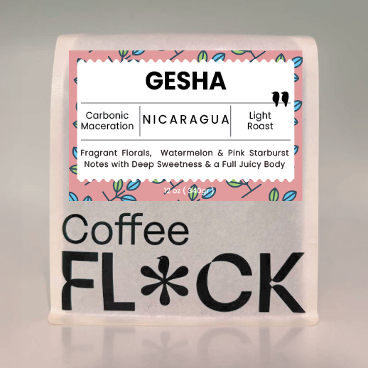 Coffee Flock 12  ounce package 'Gesha' Carbonic Maceration Process Light Roast from Nicaragua
